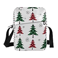 Buffalo Plaid Christmas Tree Messenger Bag for Women Men Crossbody Shoulder Bag Small Crossbody Bags Side Bag with Adjustable Strap for Outdoor Travel Business