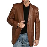 BGSD Men Richard Classic Leather Blazer Lambskin Sport Coat Jacket (Regular, Big & Tall and Short)