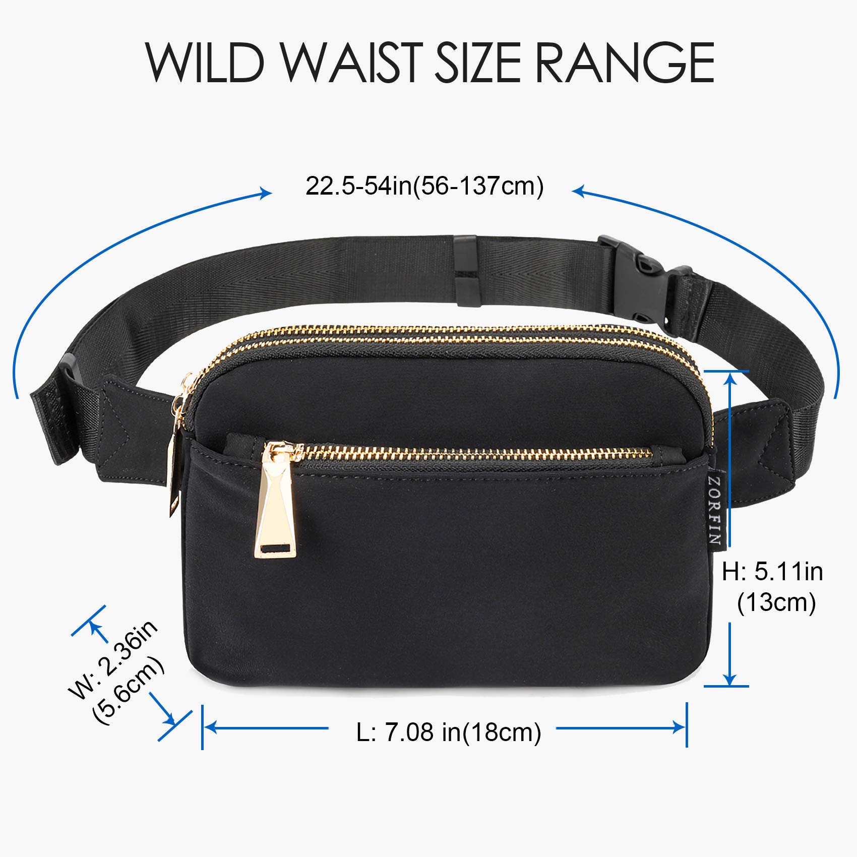 ZORFIN Fanny Packs for Women, Fashion Belt Bag with Adjustable Strap small waist bag Hip Bum Bag Crossbody Bags for Travel Workout Running Hiking