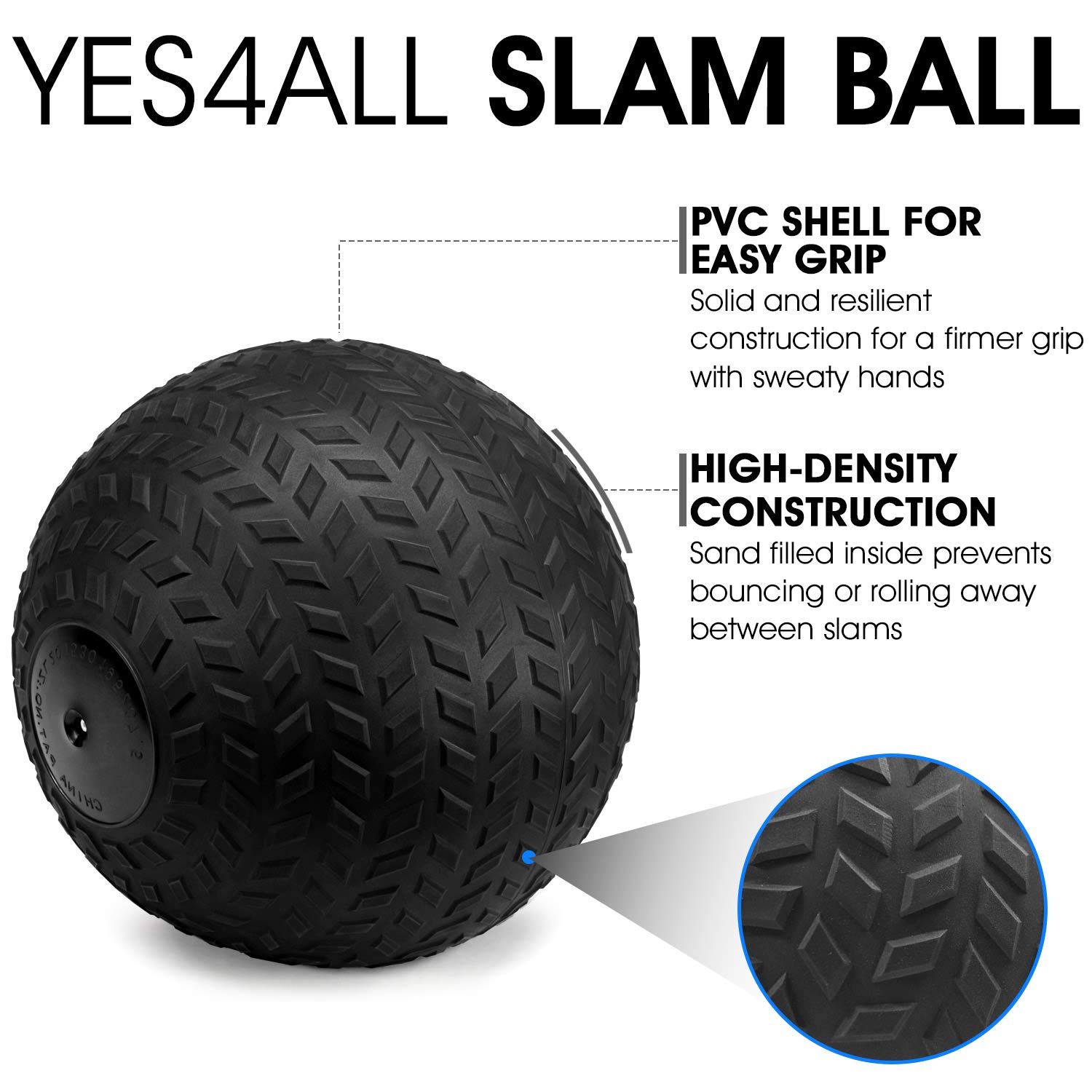 Yes4All Slam Balls, Weighted Balls for Exercise, Sand Filled Workout Ball with Different Textures & Weights, High-Density Rubber for Exercises, Athletic Training, 10-40lbs