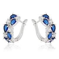 Blue Crystal Zircon Hoop earring old fashion earrings