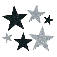 Glittered Black & Silver Foil Star Cutouts