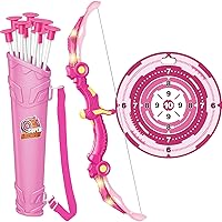 GMAOPHY Bow and Arrow Toys with LED Flash Lights for Girls 5 6 7 8 9 10 Year Old, Archery Set Indoor Outdoor Activity with 20 Suction Cup Arrows,Birthday Gifts for Girls
