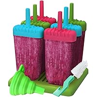 Popsicles Molds, Ozera Set of 6 Ice Pop Molds Maker, Easy Release Popsicle Molds Trays for Various DIY- with Funnel & Cleaning Brush
