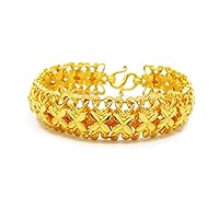 Flower Lai Thai Gold Plated Bangle 22k 24k Thai Baht Yellow Gold Filled Jewelry Bracelet 7 inch For Women
