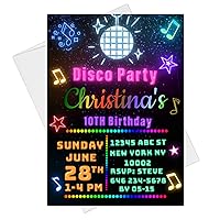 Custom Birthday kids Sweet 16 Party Disco Fever 20 Sets Invitation Card + Envelopes C-21