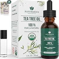 Tea Tree Essential Oil | 100% USDA Organic Melaleuca Alternifolia Therapeutic Grade | Natures Solution for Acne, Lice, Toenail Fungus, Hair, Face,Skin Problems | Roll On & eBook - 1 Fl Oz