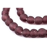 TheBeadChest African Recycled Glass Beads, Strand, for Jewelry Making, Home Decor, Handmade in Ghana (14mm, Purple)