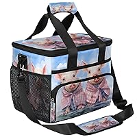 Lunch Box for Women Men Cute Pigs Insulated Lunch Bag Leakproof Large Lunchbox for Adults with Adjustable Shoulder Strap, Cooler Tote Bag for Work, Picnic, Beach