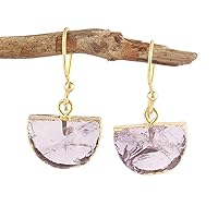 Guntaas Gems Rough Mineral Crystal Amethyst Ear Wire Earring Gold Plated Brass Jewelry Drop & Dangle Earrings