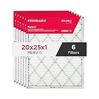 Frigidaire PureAir® 20x25x1 MERV 11 Prem Allergen Electrostatic Pleated Air Conditioner HVAC AC Furnace Filters - 6 Pack (exact dimensions 19.81 X 24.81 X 0.81)
