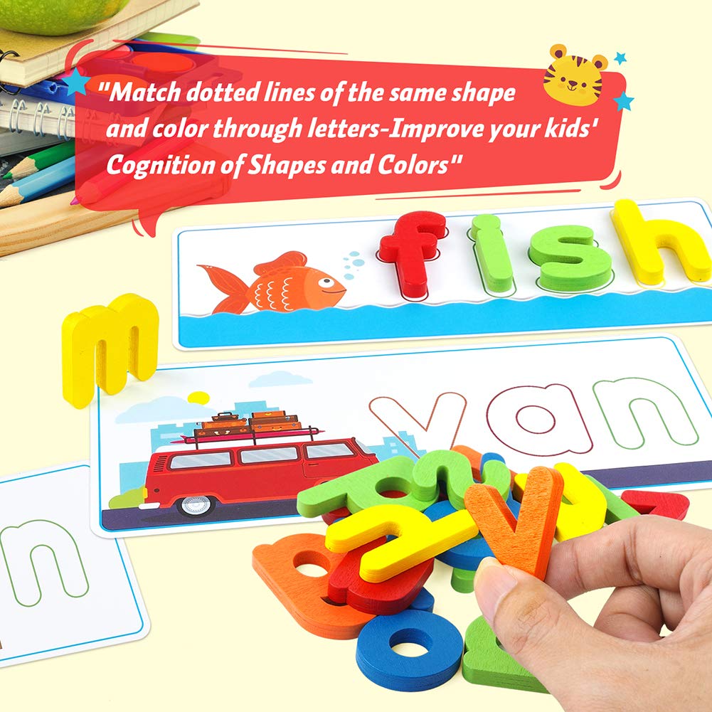 KMUYSL See & Spell Learning Educational Toys and Gift for 2 3 4 5 6 Years Old Boys and Girls - 80Pcs of CVC Word Builders, Alphabet Colors Recognition Game for Preschool Kindergarten Kids