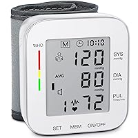 Wrist Blood Pressure Monitor Bp Monitor Large LCD Display Blood Pressure Machine Adjustable Wrist Cuff 5.31-7.68inch Automatic 99x2 Sets Memory with Carrying Case for Home Use (W1681)