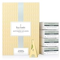 Tea Forte Cherry Blossom Hanami Green Tea Event Box, Bulk Pack of 48 Pyramid Infuser Tea Sachets for All Occasions