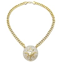 Star 7 Moon Pendant Necklace with Cuban Link Chain