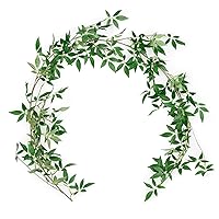 Ling's Moment Italian Ruscus Artificial Greenery Garland, Faux Laurel Leaves Vines Runners for Tables Centerpieces Wedding Arch Floral Arrangements, 5.8ft Real Touch Silk Stems