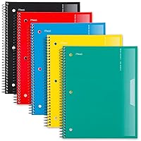 Mead Spiral Notebooks, 5 Pack, 1-Subject, Wide Ruled Paper, Plastic Cover, 8
