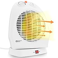 Comfort Zone Oscillating Space Heater with Adjustable Thermostat, Desktop, Fan-Forced, Portable, Overheat Sensor, Tip-Over Switch, Stay-Cool Housing, Ideal for Home, Bedroom, Office, 1,500W, CZ50