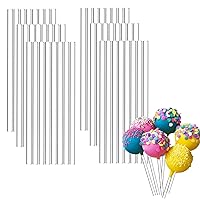 100 Pieces Acrylic Cake Pop Sticks Lollipop Stick Clear Reusable Cookie Pop Sticks for Making Candy, Dessert, Cupcake Toppers, Chocolate(3mm Diameter, 4 Inch)