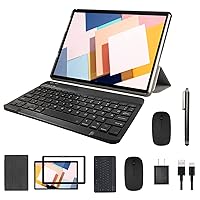 2 in 1 Tablet 10 Inch Android 11 OS Tableta, Tablets with Keyboard, Mouse, Case, Stylus, Tempered Film, 64GB ROM+4GB RAM, 8MP Dual Camera, 1.8Ghz Quad Core Processor, 6000mAh Battery, 10.1 IN FHD Tab