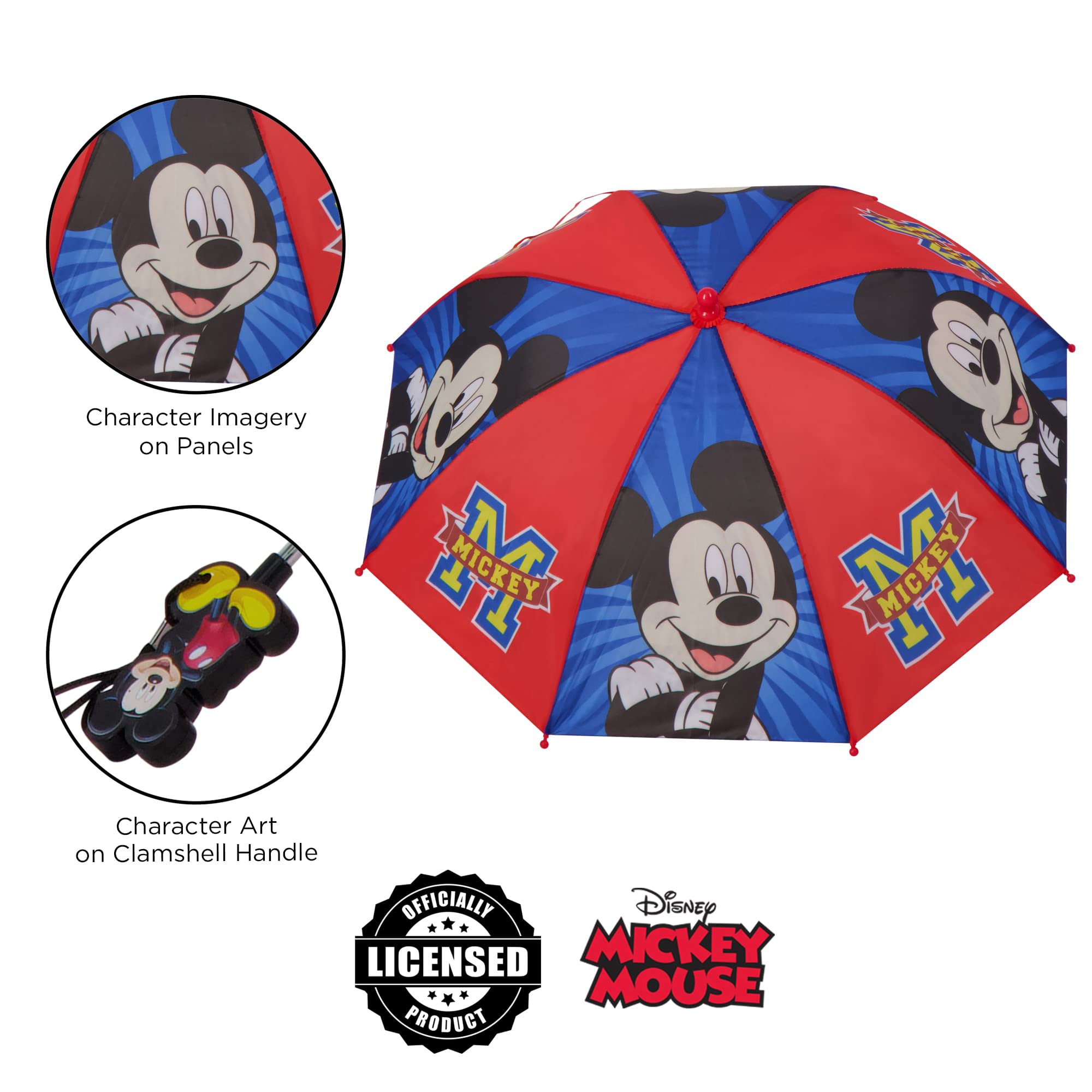 Disney Boys' Little Umbrella and Poncho Raincoat Set, Mickey Mouse Rain Wear for Toddler 2-3 or Kids 4-7, Dark Blue, Ages 2-7