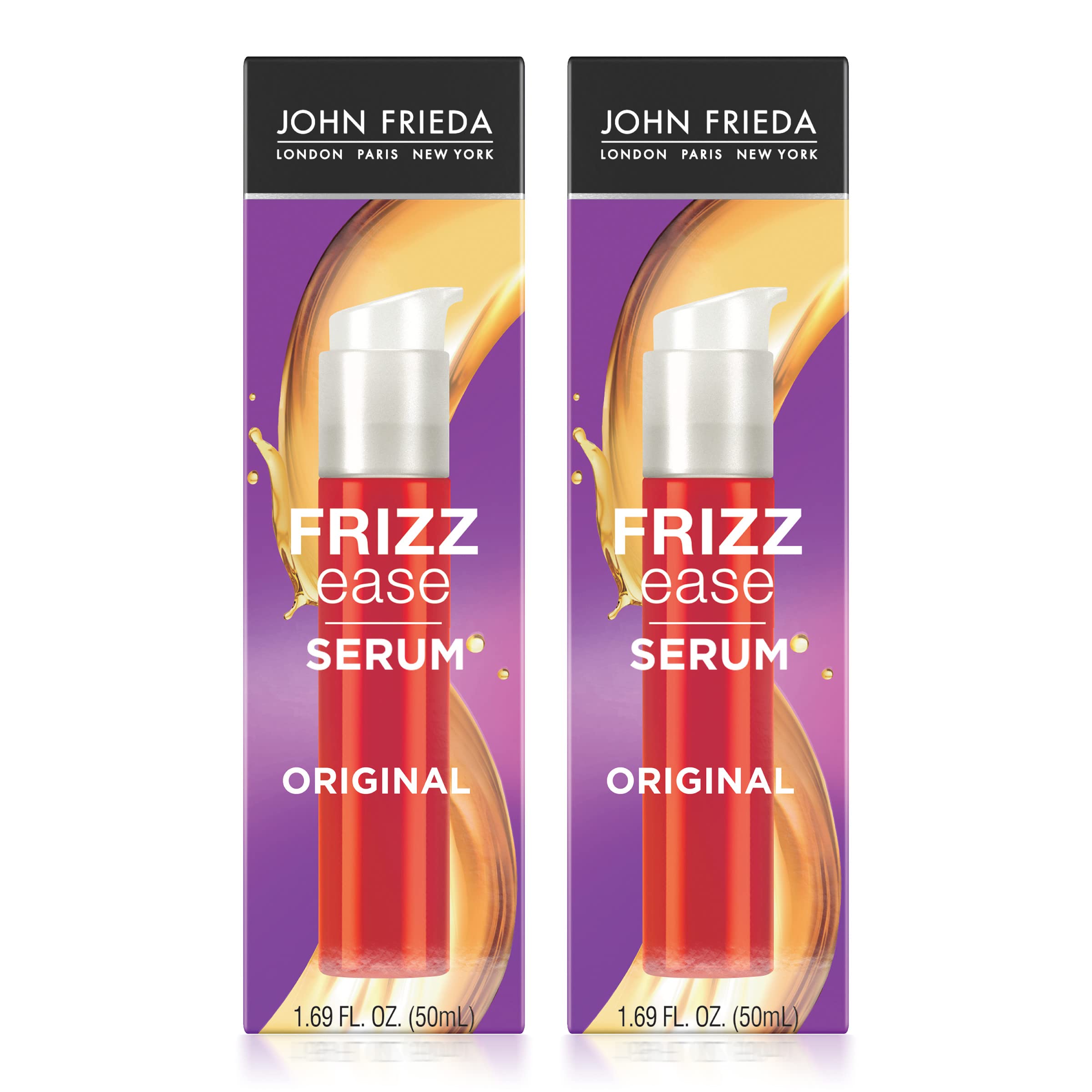 John Frieda Frizz Ease Original Hair Serum, Anti-Frizz Heat Protecting, Infused with Silk Protein, 1.69 fl oz (2 Pack)