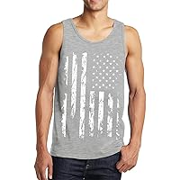 Idgreatim Men's Casual Tank Tops American Flag Print Sleeveless Muscle Patriotic Tees