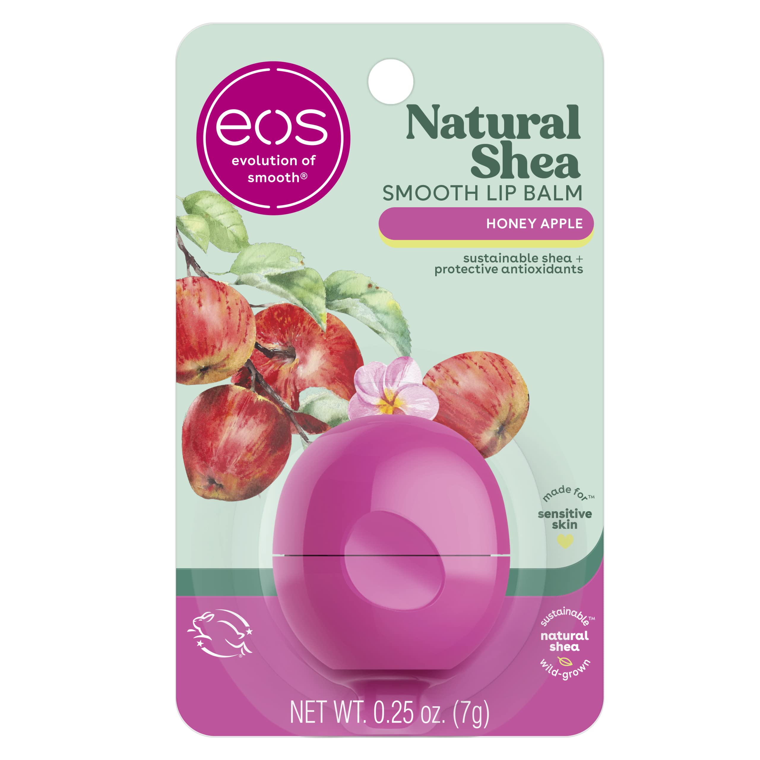 eos Natural Shea Lip Balm- Honey Apple, All-Day Moisture, Made for Sensitive Skin, Shea Lip Care Products, 0.25 oz
