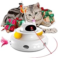 4-in-1 Laser Cat Toys Smart Interactive Electronic Exercise Kicker Toy for Indoor Cats, Kitten, Flying Feathers, Track Balls