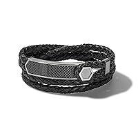 Jewelry Men's Precisionist Double Wrap Braided Leather Strap Bracelet