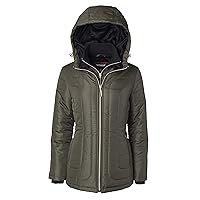 Women's Down Alternative Quilted Midlength Vestee Puffer Jacket Plush Lined Hood