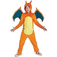 Disguise Charizard Costume for Kids, Official Pokemon Costume Hooded Jumpsuit, Child Size Extra Small (3T-4T)