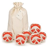 SimplrSpaces Organic Wool Dryer Balls for Laundry - Natural Fabric Softener for Sensitive Skin, Replacement for Dryer Sheets, XL, Red Panda, 6-Pk