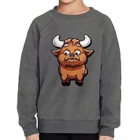 Bull Print Toddler Raglan Sweatshirt - Bull Sponge Fleece Sweatshirt - Print Kids' Sweatshirt