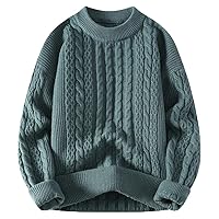Autumn and Winter Men's Sweaters Thickened Hemp Gray Thread Clothes Casual Loose Warm Men's Knitted Sweaters