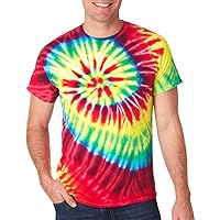 94 Gildan Tie Dye Men's Cotton Wave Tee Basic T Shirt 2XL Rainbow Tide