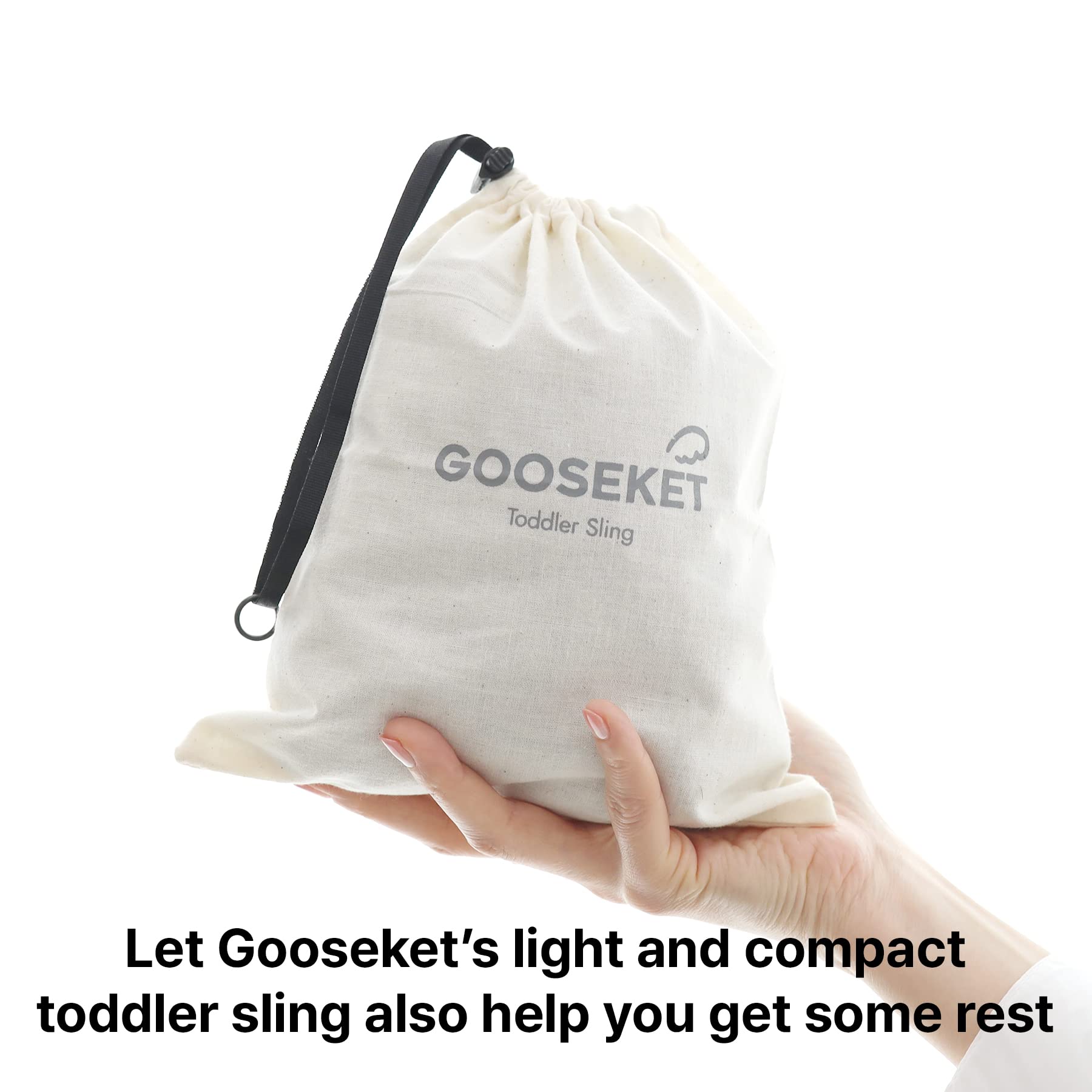 GOOSEKET Toddler Sling/Original/Cotton Baby Carrier/Compact hipseat/Infants to 44 lbs Toddlers/Sleep (Black)