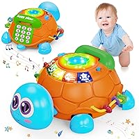 Infant Baby Toys 6 to 12 Months, Musical Turtle Crawling Baby Toys for 12-18 Months, Phone Hand Drum Toy, Baby Toys 7 8 9 10 11 Months 1-2 Year Old Toys Infant Baby Boy Gift (Blue)