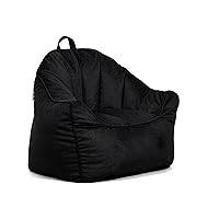 Big Joe Hug Bean Bag Chair, Black Plush, Soft Polyester, 3 feet