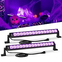 27W Black Light Bar, 60 LEDs Blacklight Flood Light with Plug, Switch and 5ft Cable, Glow Lights for Halloween, Bedroom, Party, Body Paint, Stage Lighting, Poster, Game Room, 2 Pack
