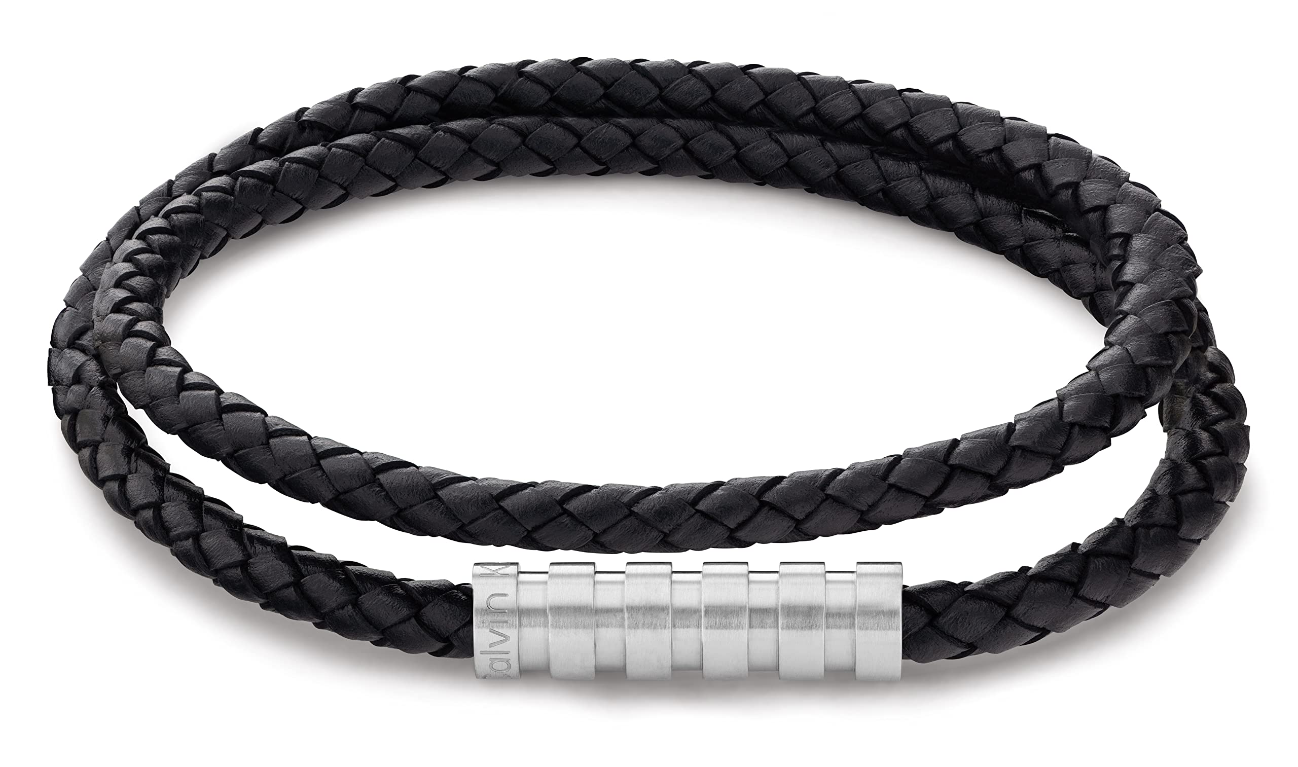 Calvin Klein Jewelry Men's Braided Leather Bracelet, Color: Black (Model: 35000093)