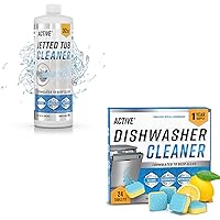 ACTIVE Jetted Tub Cleaner and Dishwasher Cleaner Tablets - Includes 32oz of Jet Bathtub Cleaning Solution and 24 Dishwasher Cleaning Tablets