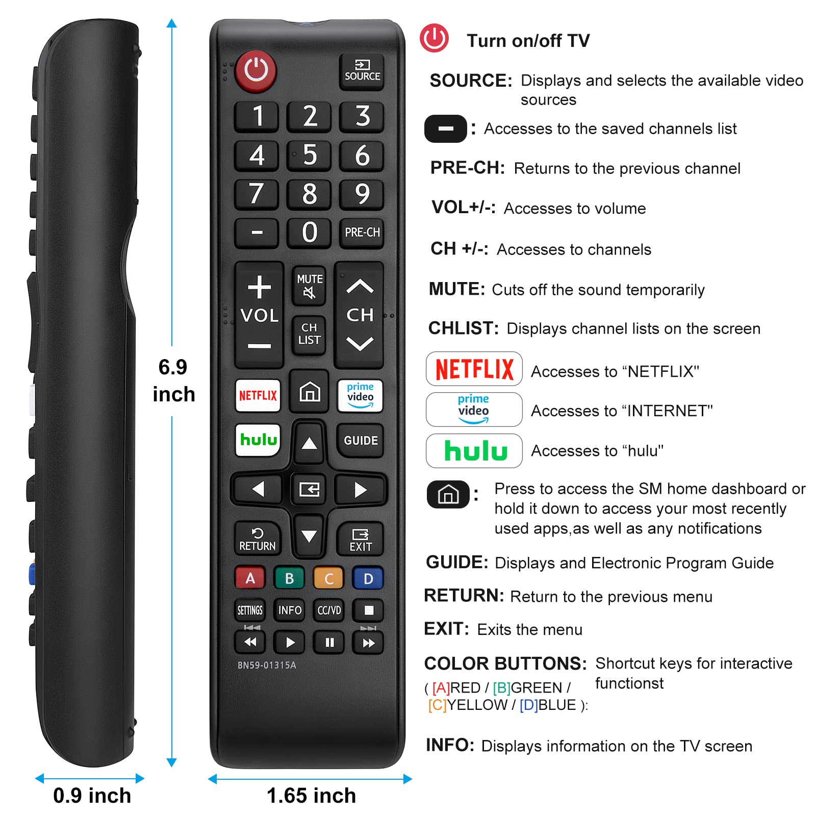 【Pack of 2】 New Universal Remote for All Samsung TV Remote, Replacement Compatible for All Samsung Smart TV, LED, LCD, HDTV, 3D, Series TV
