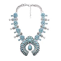 Lovage Bohemian Exaggerate Howlite Stone Squash Blossom Pendant Necklace Women Statement Jewelry