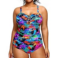 Yonique Plus Size Strapless One Piece Swimsuit for Women Tummy Control Bathing Suit Bandeau Swimwear