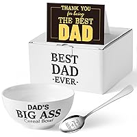 R HORSE Father Cereal Bowl Gift Dad’s Cereal Bowl and Spoon and Greeting Card Set Papa Christmas Birthday Retirement Engraved Present Idea Box Basket Oatmeal Bowl Cereal Fruit Tableware Kit for Daddy