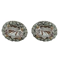 Morganite OVAL Shape Gemstone Jewelry 10K, 14K, 18K Rose Gold Stud Earrings For Women/Girls