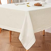 100% Linen Tablecloth,72x72Inch Square Table Cloth-Natural French Flax,Jacquard Weave Design Momi Table Cloths for Wedding,Dining,Decorative Valentine's Day,Spring,Easter