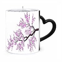 Sakura Tree Cherry Blossoms Coffee Mug Magic Heat Sensitive Color Changing Ceramic Mug Personalized Cup Funny Gift