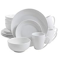 Gibson Home Zen Buffet Porcelain Chip and Scratch Resistant Dinnerware Set, Service for 4 (16pcs), White (Coupe)